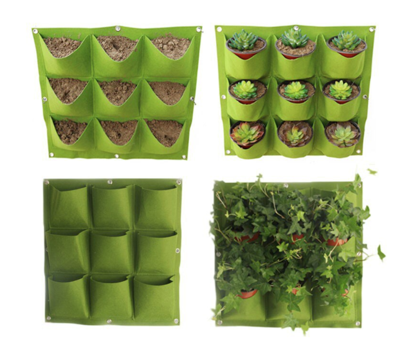 Glovion Vertical Wall-mounted Planting Bags Flower Grow Bag Wall Garden Cultivate Bags Green Planting Garden Bag For indoor& outdoor Wall Art 4 Pockets 